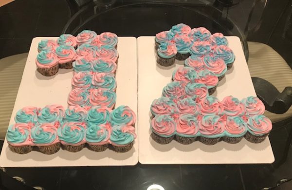 Number and Letter 2D Cupcake Cakes Double Letters or Numbers